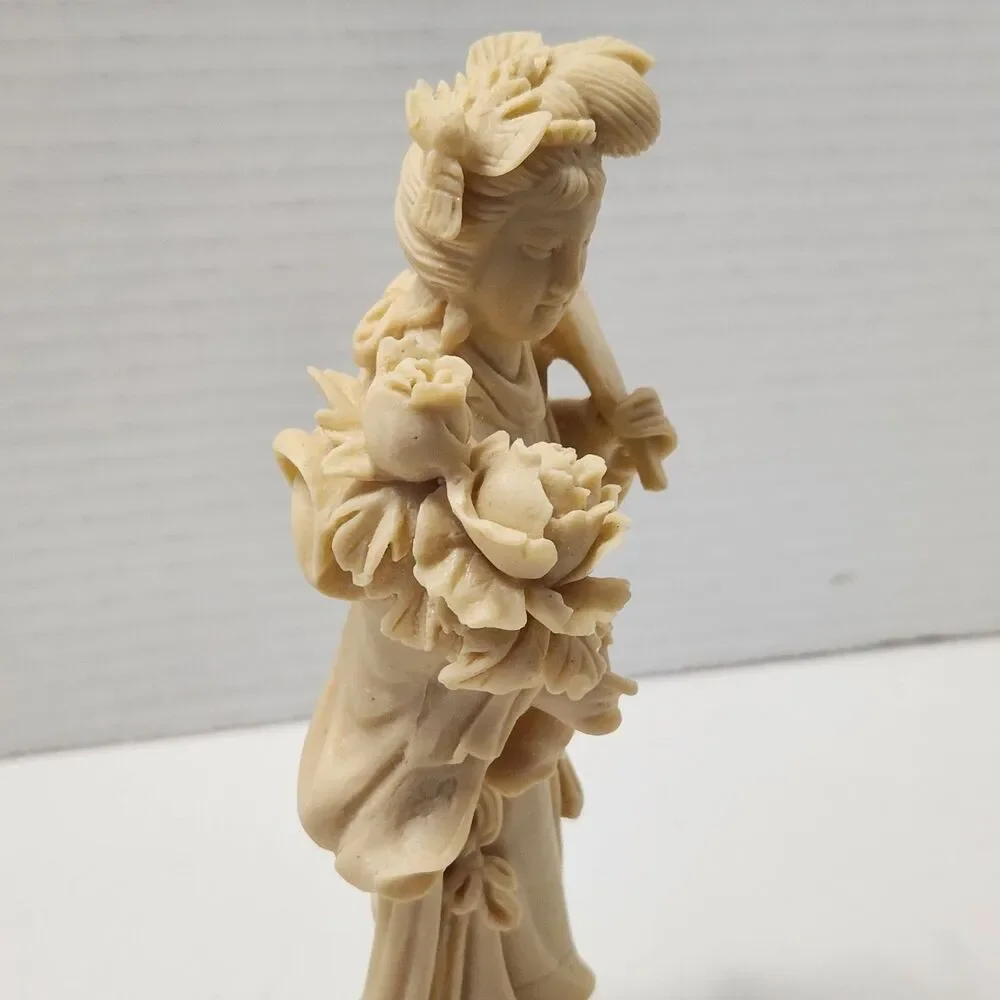 Set of 3 Chinese Resin Maiden Figurines Statues 7.5” Vintage